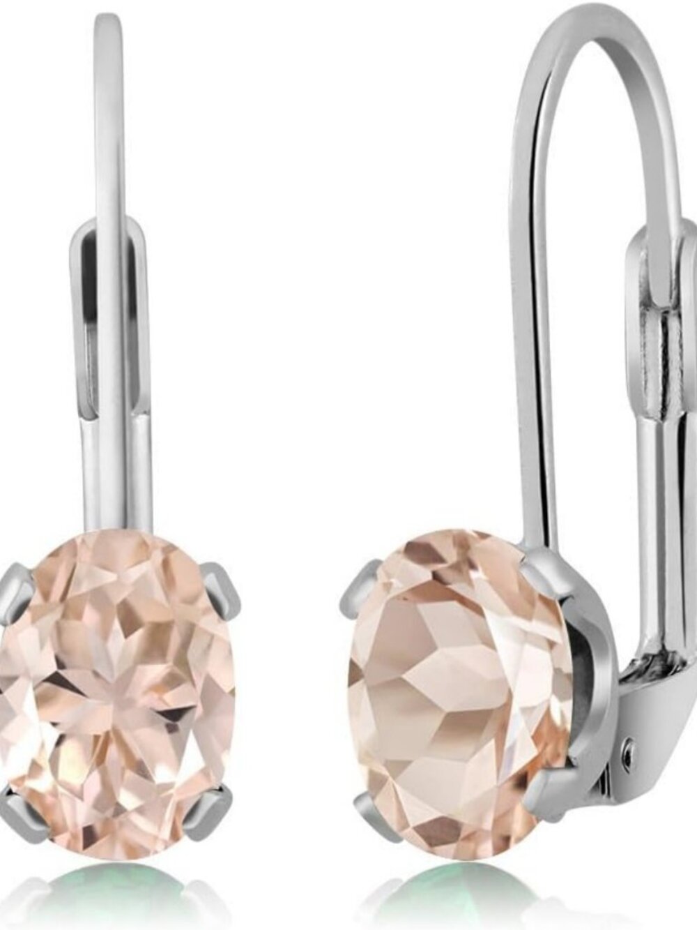 Elegant Peach Morganite Dangle Earrings in 925 Sterling Silver | 1.30 Cttw
